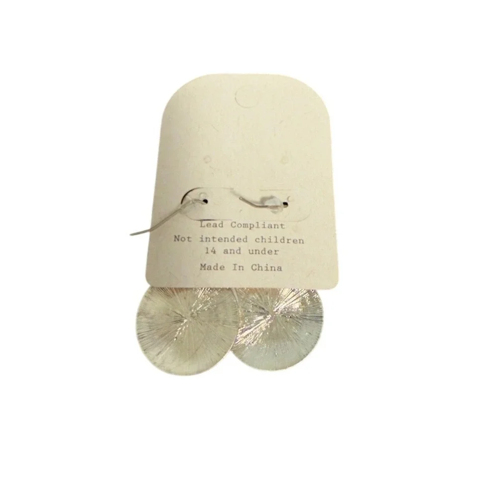 Cloie Jewelry Crafts Women's Round Two-tone Hammered Disc Drop Dangle‎ Earrings